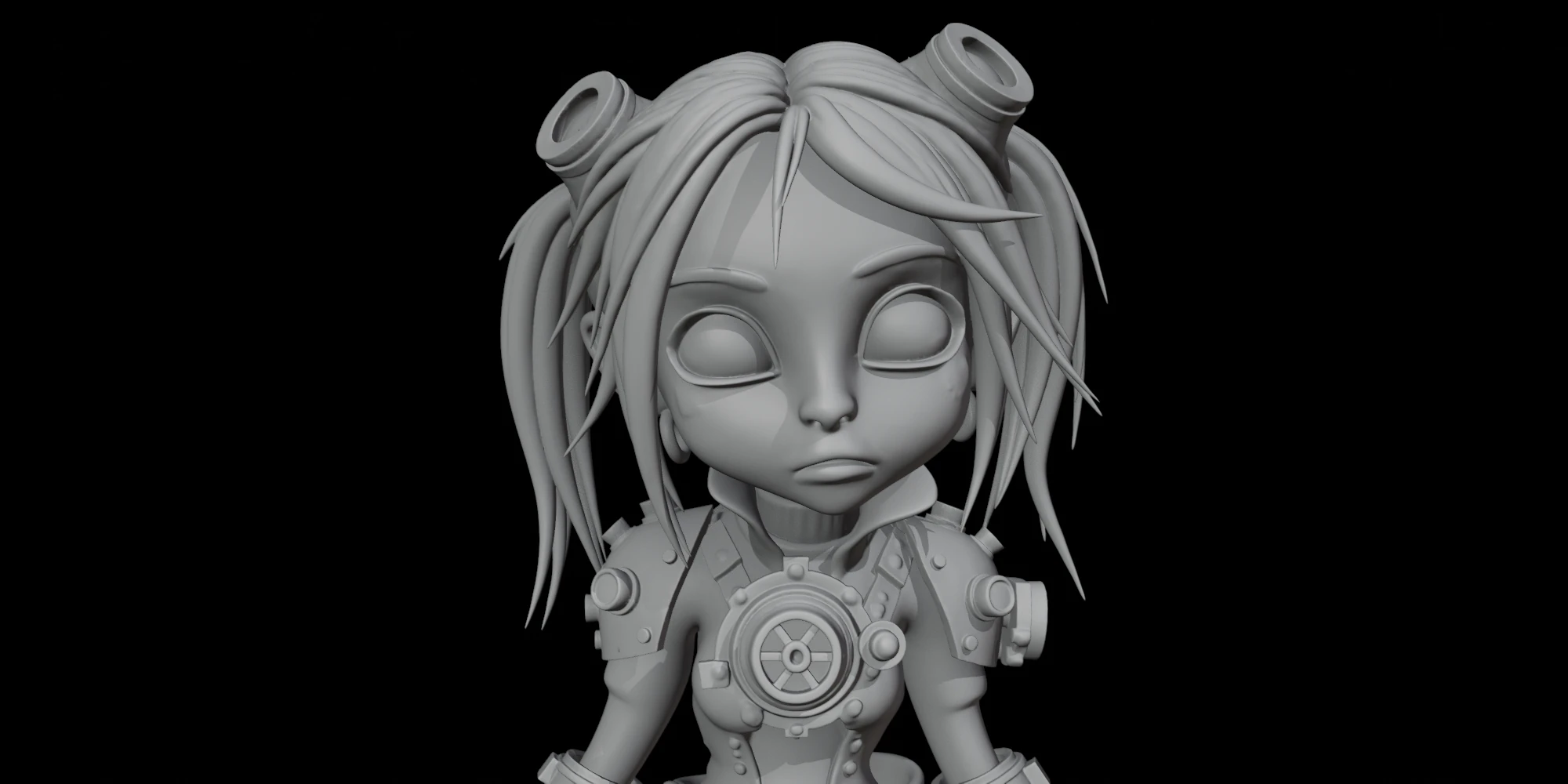 SteamPunk Girl Cartoon-style 3D Model .c4d .max .obj .3ds .fbx .stl .blend 