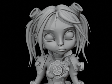 SteamPunk Girl Cartoon-style 3D Model