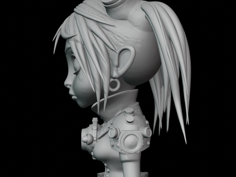 SteamPunk Girl Cartoon-style 3D Model