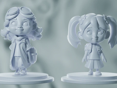 Schol Girl Cartoon 3D Model