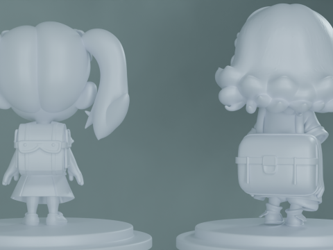 Schol Girl Cartoon 3D Модель