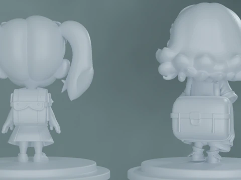 Schol Girl Cartoon 3D Model