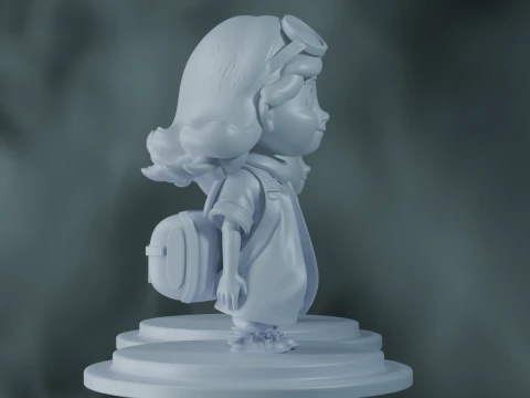 Schol Girl Cartoon 3D Model
