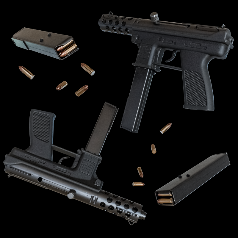 Tactical Submachine TEC-9 Modèle 3D .c4d .max .obj .3ds .fbx .stl .blend