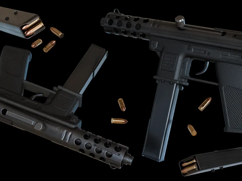 Tactical Submachine TEC-9 3D Model