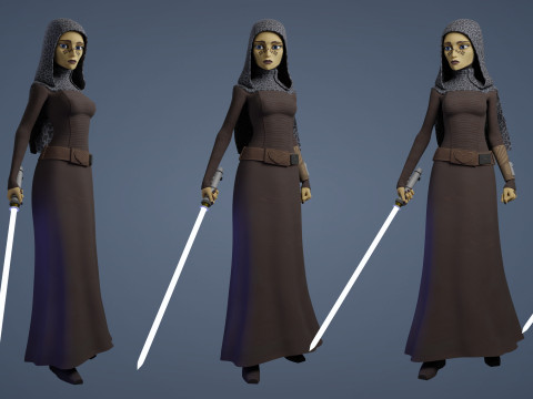 Star Wars Barriss Offee 3D Blender Model Rigged 3D मॉडल