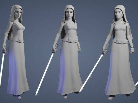 Star Wars Barriss Offee 3D Blender Model Rigged 3D मॉडल