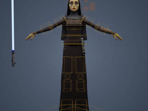 Star Wars Barriss Offee 3D Blender Model Rigged 3D मॉडल