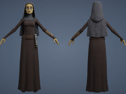 Star Wars Barriss Offee 3D Blender Model Rigged 3D मॉडल