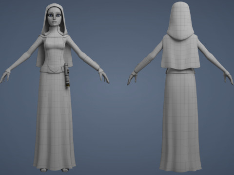 Star Wars Barriss Offee 3D Blender Model Rigged 3D मॉडल