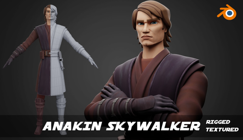 Star Wars Anakin Skywalker 3D Blender Model Rigged 3D Model .c4d .max .obj .3ds .fbx .stl .blend