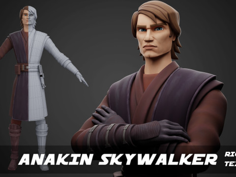 Star Wars Anakin Skywalker 3D Blender Model Rigged Modelo 3D