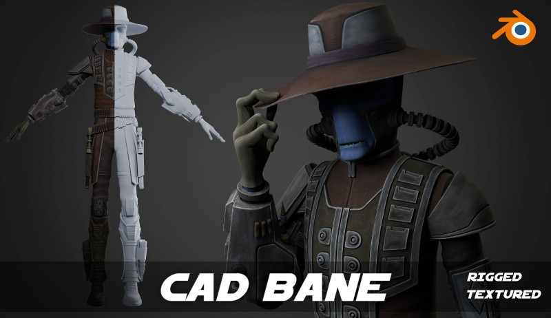 Star Wars Cad Bane 3D Blender Model Rigged Model 3D .c4d .max .obj .3ds .fbx .stl .blend 