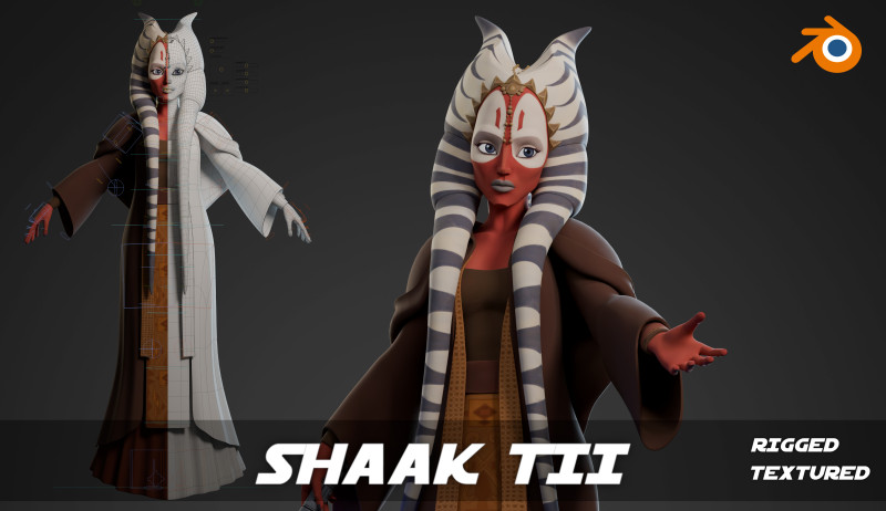 Star Wars Shaak Tii 3D Blender Model Rigged blend 3D Модель .c4d .max .obj .3ds .fbx .stl .blend