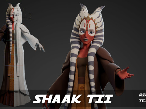 Star Wars Shaak Tii 3D Blender Model Rigged blend Modello 3D