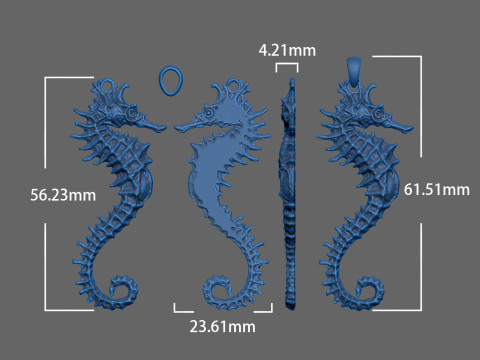Gothic seahorse pendant Modelo de Impressão 3D