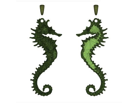 Gothic seahorse pendant Modelo de Impressão 3D