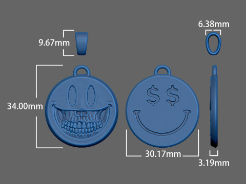 SmilingFacePendant 3D 프린트 모델