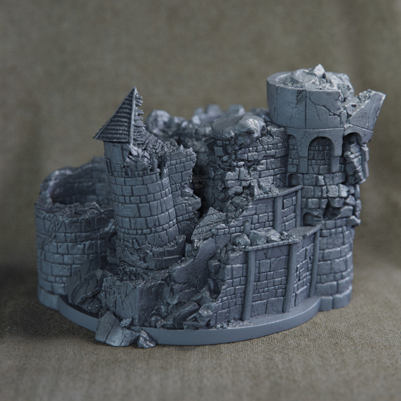 A dilapidated castle 3Dプリントモデル .c4d .max .obj .3ds .fbx .stl .blend 