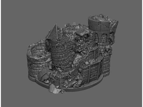 A dilapidated castle 3D Print Model