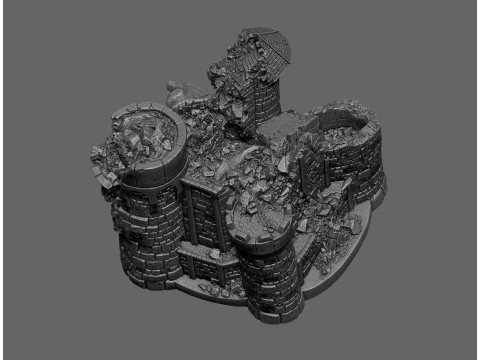 A dilapidated castle 3D Print Model