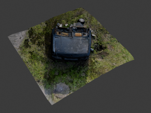 2 formats Low-poly destroyed car 8K Modèle 3D