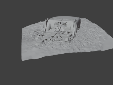 2 formats Low-poly destroyed car 8K Modèle 3D