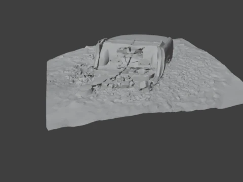 2 formats Low-poly destroyed car 8K 3D Model