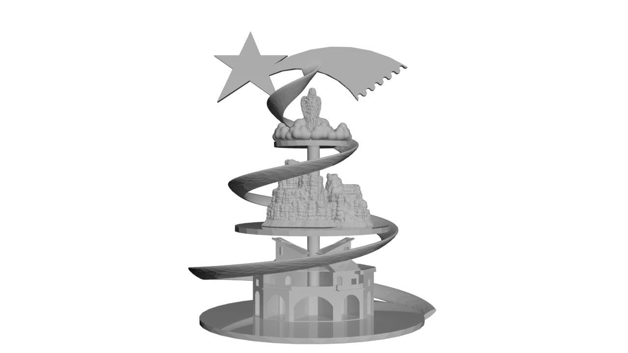 Christmas Tree and Nativity Scene 3D Print Model .c4d .max .obj .3ds .fbx .stl .blend