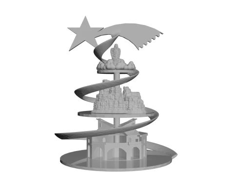 Christmas Tree and Nativity Scene 3D Print Model