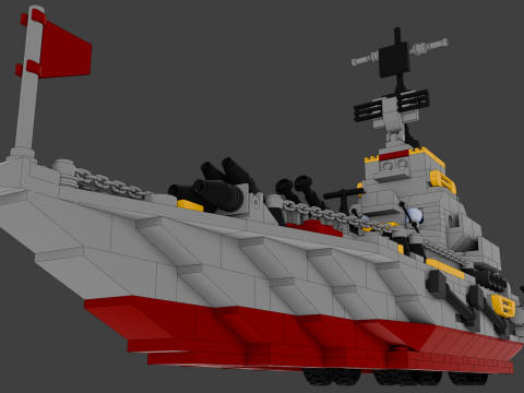 A large 3D ship with 136 separate s Model 3D