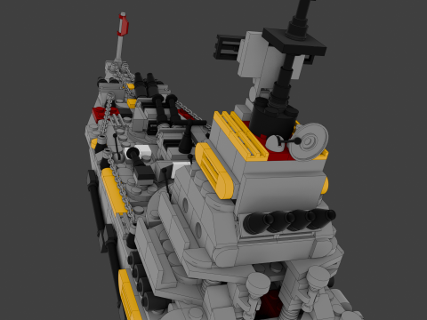 A large 3D ship with 136 separate s Model 3D