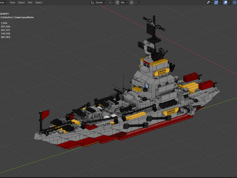 A large 3D ship with 136 separate s Model 3D