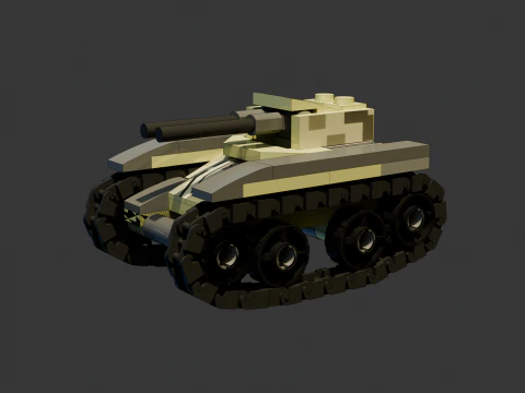 1 Модель – Небольшой танк Лего, состоящий из 125 отдельных штук. 3D Модель