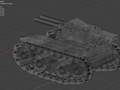 1 Model - A small Lego tank consisting of 125 individual s 3D 모델
