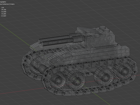 1 Model - A small Lego tank consisting of 125 individual s 3D 모델