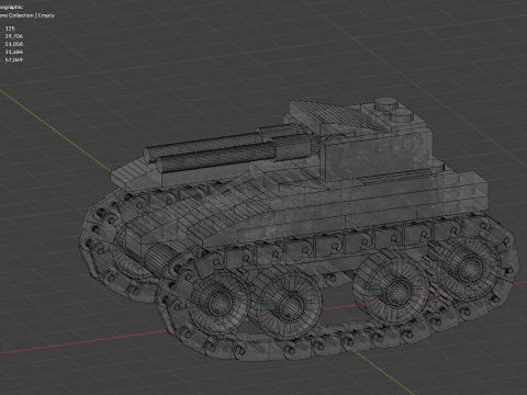 1 Model - A small Lego tank consisting of 125 individual s 3D Model