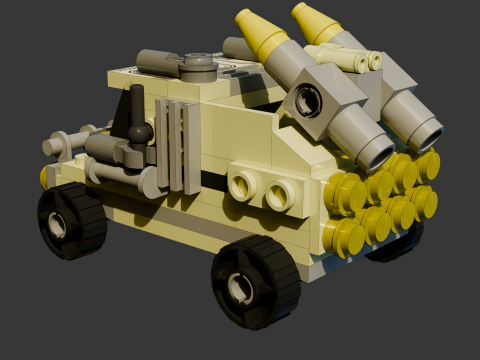 2 Model - A small Lego armored car consisting of 98 individual s 3D 模型