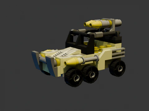 5 Model - A small LEGO open-top armored car consisting of 91 individual s 3D Model