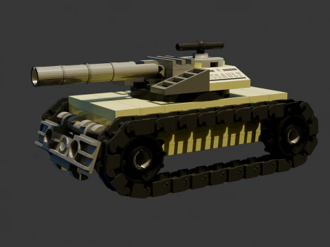 8 Модель - Маленький танк Лего версия 3, состоящий из 99 отдельных частей. 3D Модель