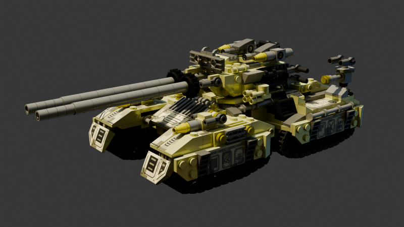 A very large tank consisting of 838 individual s bricks 3D Model .c4d .max .obj .3ds .fbx .stl .blend 