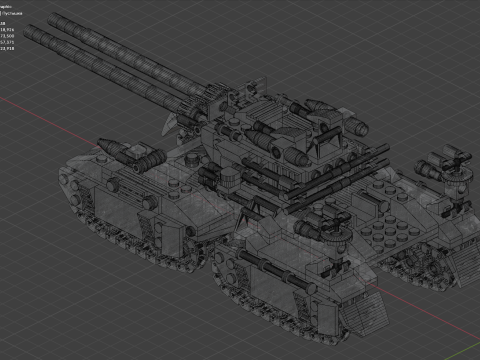 A very large tank consisting of 838 individual s bricks 3D Model
