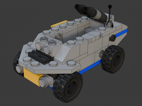 2 मॉडल - 84 व्यक्तिगत वाहनों से बना एक छोटा बख्तरबंद वाहन 3D मॉडल