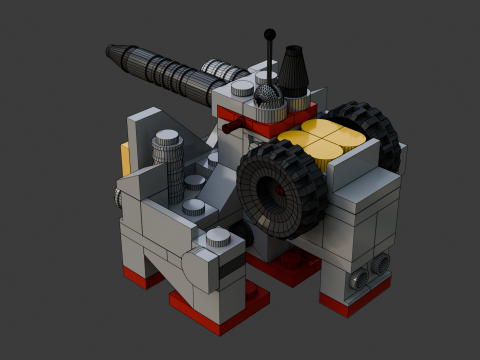 Modelo 3 - Um pequeno canhão composto por 103 armas individuais Modelo 3D