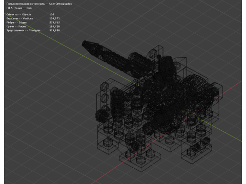 Modelo 3 - Um pequeno canhão composto por 103 armas individuais Modelo 3D