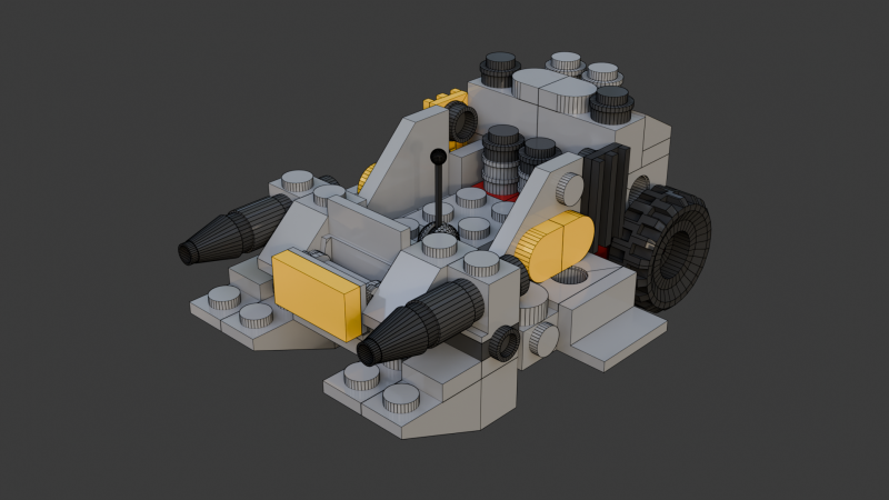 Model 4 – mała armata złożona ze 101 pojedynczych działek Model 3D .c4d .max .obj .3ds .fbx .stl .blend 