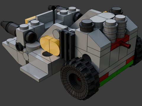 Model 4 – mała armata złożona ze 101 pojedynczych działek Model 3D