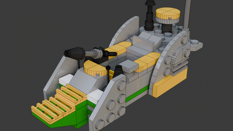 Modèle 6 - Un petit bateau composé de 90 s séparés Modèle 3D .c4d .max .obj .3ds .fbx .stl .blend 