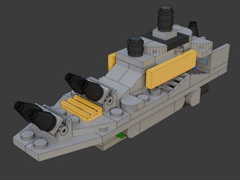 Modelo 10 - Barco composto por 98 s separados Modelo 3D