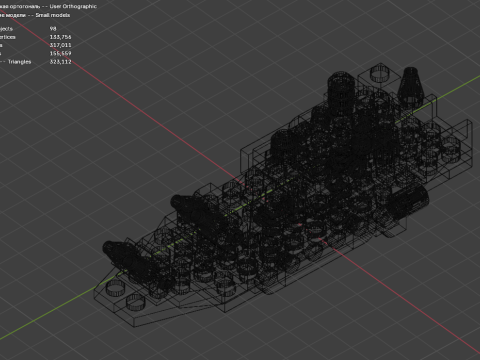 Model 10 - 98 ayrı parçadan oluşan tekne 3D Model